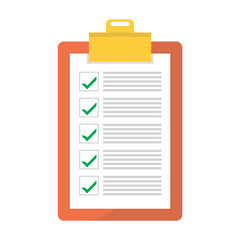 Clipboard and check mark. Checklist Flat style design vector illustration