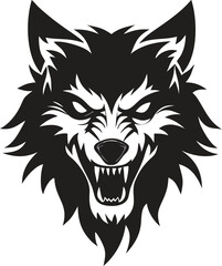 Fototapeta premium Fierce Black Wolf Head Snarling in Silhouette