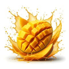 slice of mango splice isolated on white background 