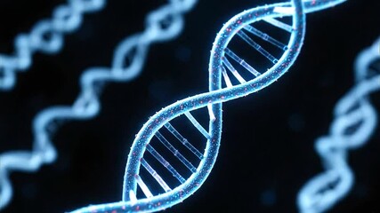 Animated motion of DNA strand on black screen - Powered by Adobe