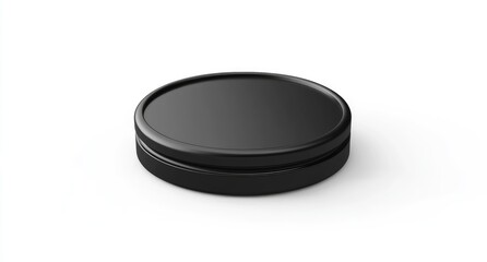 Matte black round container with a slightly raised edge