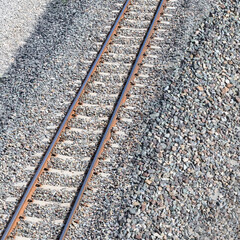 View from above over the gravel-strewn railway.
