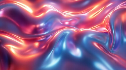 Obraz premium Psychedelic metallic surface with colorful gradients and silky reflections 