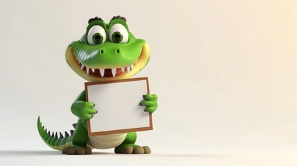 Adorable 3D Stylized Chibi Alligator Character with Playful Expression for Animation and Merchandise