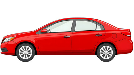 Obraz premium A Bold Red Sedan Car Captured in Profile View, Symbolizing Speed and Modern Design
