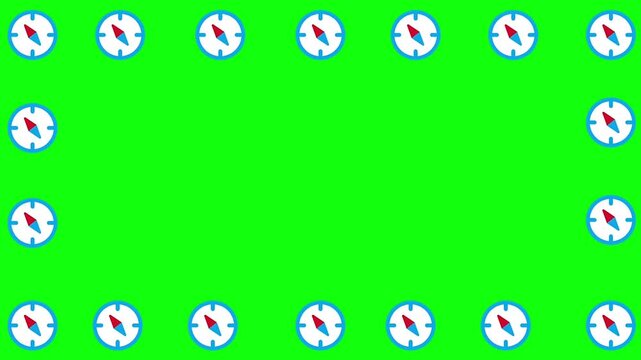 Magnet Compass icons frame design animation on green screen.