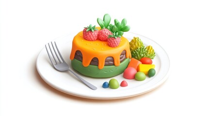 Colorful cake with fruit toppings