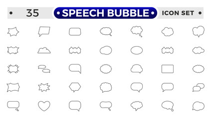 Speech bubble outline icon set. Talk, people, man, user, dialog, chat, cloud etc. Containing discussion, speech bubble, talking, consultation, conversation and more.