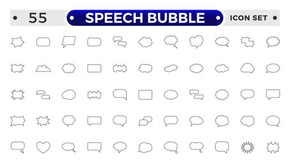Speech bubble outline icon set. Talk, people, man, user, dialog, chat, cloud etc. Containing discussion, speech bubble, talking, consultation, conversation and more.