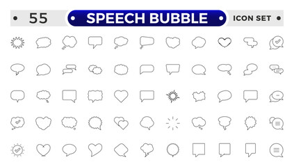 Speech bubble outline icon set. Talk, people, man, user, dialog, chat, cloud etc. Containing discussion, speech bubble, talking, consultation, conversation and more.