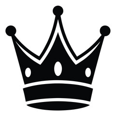 Elegant Black Crown Icon Royalty, Monarchy, Power, Leadership Symbol