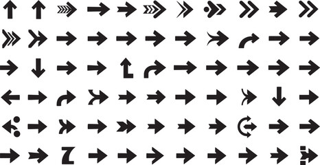  Arrow Icon Set Modern Cursor Collection with Diverse Black Arrow Signs