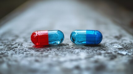 Red and Blue Capsules Choice Medicine Health Treatment Pharmacy