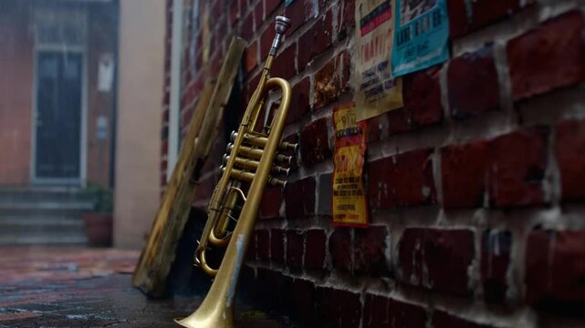Jazz Trumpet in Alleyway - Musical Instrument Scene