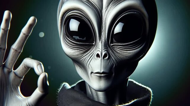  Alien Head Portrait, Sci-Fi, Surreal, Large Black Eyes, Studio  