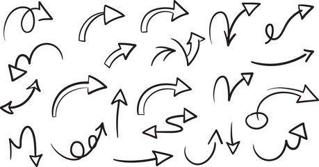 Versatile Curved Arrows Hand Drawn Pointer Icons for Navigation and Graphics