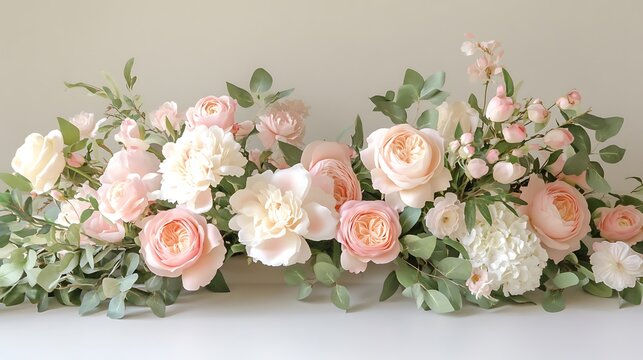 Peach  White Rose Garland.