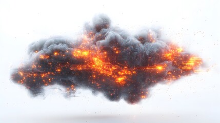 Futuristic 3D Luminous Data Cloud Rendering with Abstract Technology Visualization