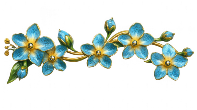 Delicate forget-me-not flower arrangement on PNG transparent background for creative designs and projects