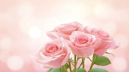 Fototapeta premium Beautiful bouquet of pink roses symbol of love is isolated against white background showcasing the delicate floral beauty
