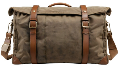 Vintage U.S. Mailbag Made of Canvas and Leather Straps Isolated on White