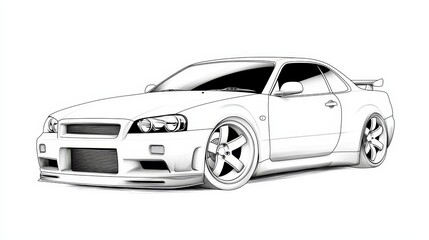 White sports car and silver car are isolated on  white background in this stock photo