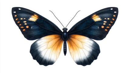 Obraz premium Colorful butterfly an isolated insect with beautiful wings flutters on white background