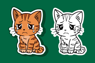 Sticker Illustration of an Orange Cute Cat