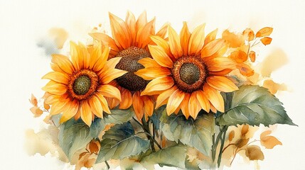 Obraz premium Rustic sunflower clipart for invitations, scrapbooking, or packaging 