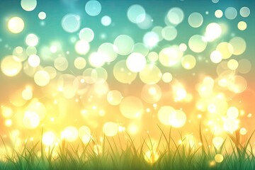 Obraz premium Vibrant bokeh grass field sunset