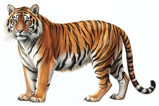 Majestic Bengal Tiger Isolated Wildlife Image, High-Resolution