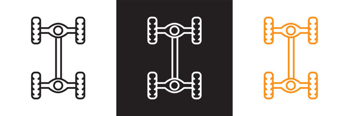 Car axle icon. Vector for websites, mobile interfaces, presentations, banner, visual branding etc. Vector illustration. isolated on white and black background. EPS 10