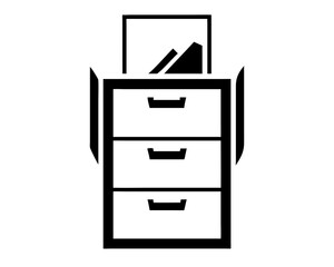 Black silhouette of a filing cabinet depicting office storage and organization