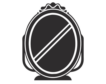 recommend clip art: Elegant black silhouette mirror design with ornate frame and decorative elements