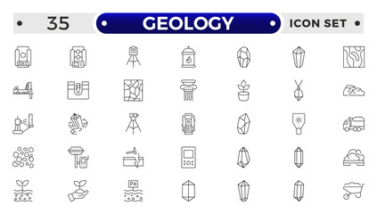 Geology minimal outline web icon set.