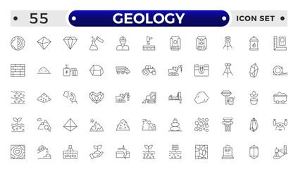 Geology minimal outline web icon set.