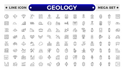 Geology minimal outline web icon set.