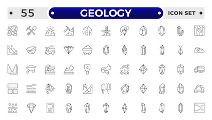 Geology minimal outline web icon set.