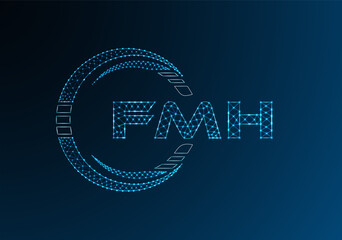 FMH low poly letter logo vector design. FMH lower poly logo design. Low poly logo.