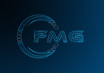 FMG low poly letter logo vector design. FMG lower poly logo design. Low poly logo.