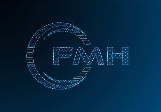 FMH low poly letter logo vector design. FMH lower poly logo design. Low poly logo.