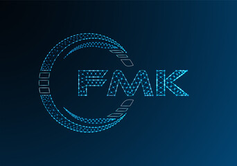 FMK low poly letter logo vector design. FMK lower poly logo design. Low poly logo.