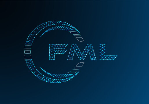 FML low poly letter logo vector design. FML lower poly logo design. Low poly logo.