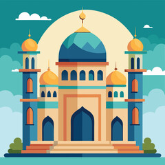 Majestic Mosque Illustration Architectural Design and Islamic Culture