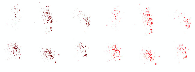 Realistic set of vector gradient red blood splatter vector	