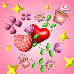 A fantasy holiday backdrop. 3D-style illustration. The theme of the spring holidays .