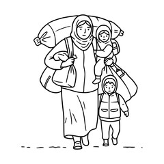 Refugee carrying belongings