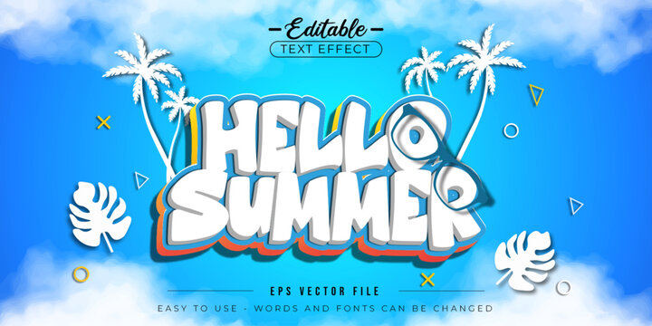 Hello summer theme, editable text effect.