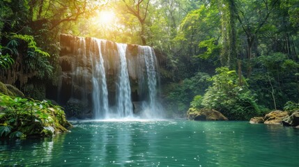 Fototapeta premium Nature and Plants Sunlight through dense green forest