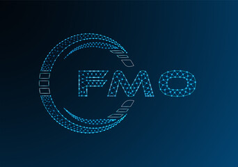 FMO low poly letter logo vector design. FMO lower poly logo design. Low poly logo.